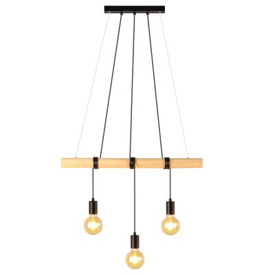 Lampa wisząca Tila 3 E27 czarny, drewno
