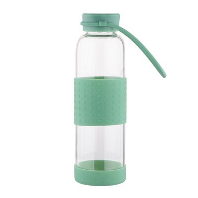 Butelka szklana w silikonowej osłonie 550 ml zielona