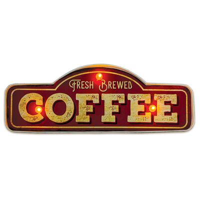 Znak metalowy RETRO LED fresh brewed coffee forever light