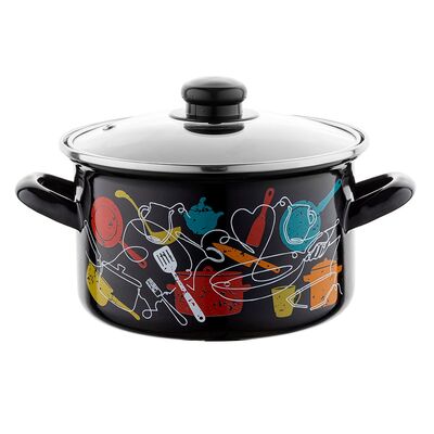 Garnek emaliowany prosty Malena z pokrywką 22 cm 4,7 l