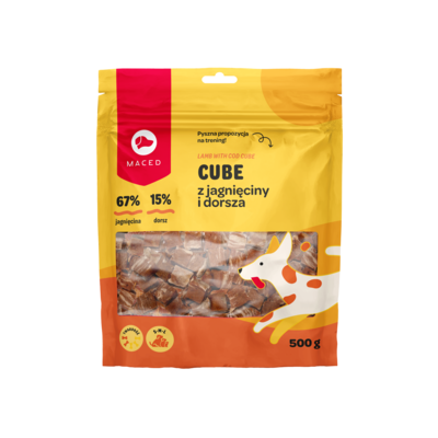 Przysmak dla psa Cube z jagnięciny i dorsza 500 g Maced