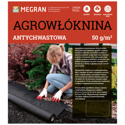 Agrowłóknina antychwastowa 50 g/m² czarna 1,6 m x100 mb