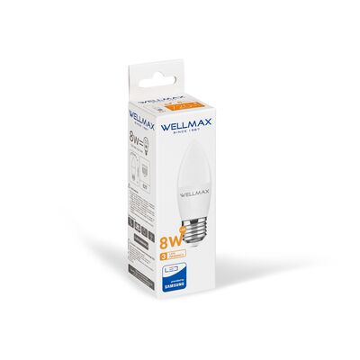 Żarówka ledowa Wellmax Samsung świeczka LED E-27 8 W ciepła