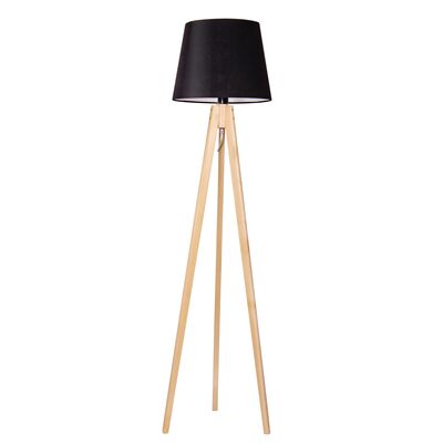 Lampa podłogowa sosna + stożek czarny