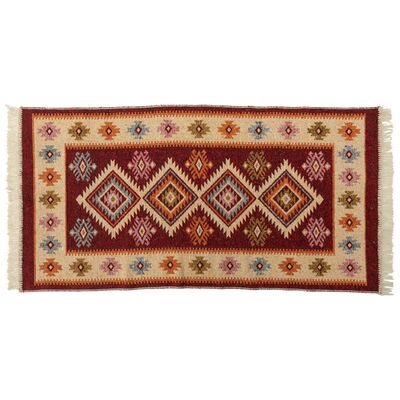 Dywan Kilim 120 x 180 cm bordo romby