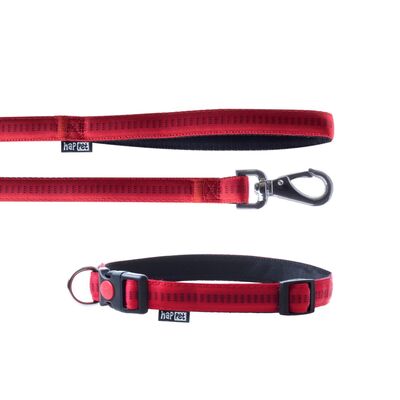 Smycz + obroża Soft Style czerowny M 1,5cm