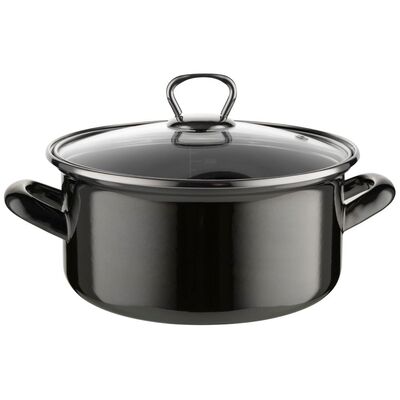 Garnek emaliowany prosty niski METALICO pokrywka 20 cm 2,9 l