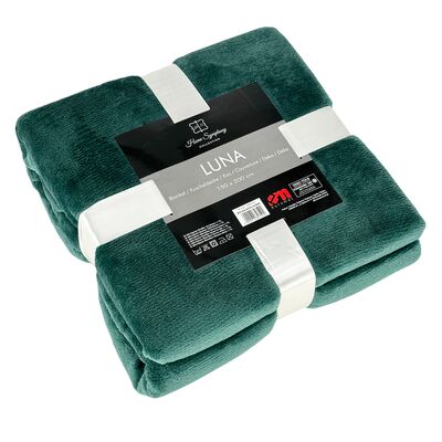 Koc LUNA 150 x 200 cm zieleń butelkowa, microfibra flannel 240 g/m2
